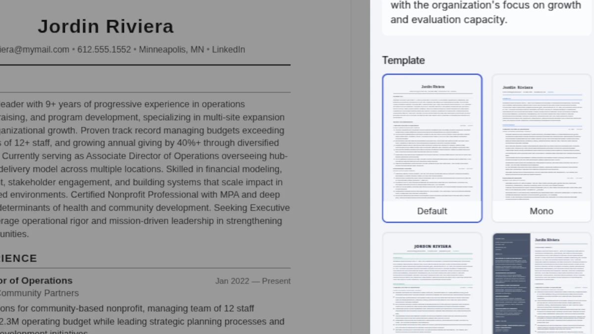 Generating a tailored resume from a job description